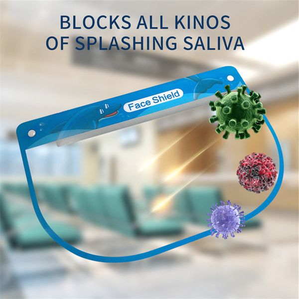 

lovely kids face shield cartoon transparent full protective face mask cover dustproof anti-fog face shield windproof children pet masks, Blue