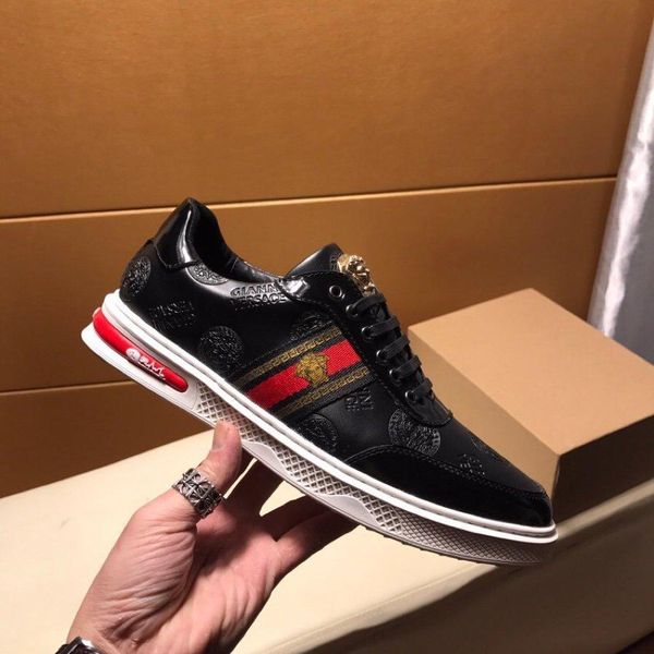 

2020g luxury limited edition men's leather printed low-lace up casual shoes, large size fashion outdoor sports shoes1, Black