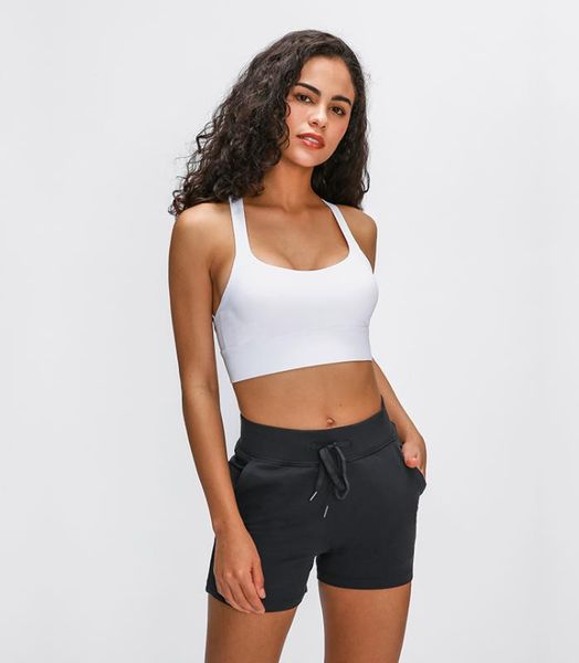 

lotravel shockproof cross straps running gym sport bras women widen hem push up workout fitness yoga crop brassiere, White;black