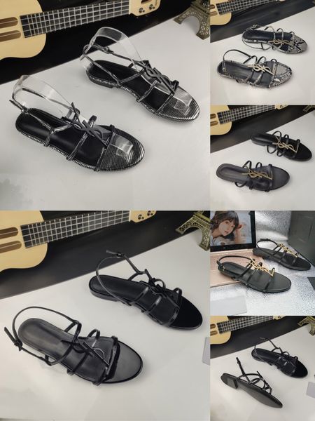 

wholesale womens tribute summer beach leather sandals flats casual shoes one-strap open toe candy sandalias mujer sapato, Black