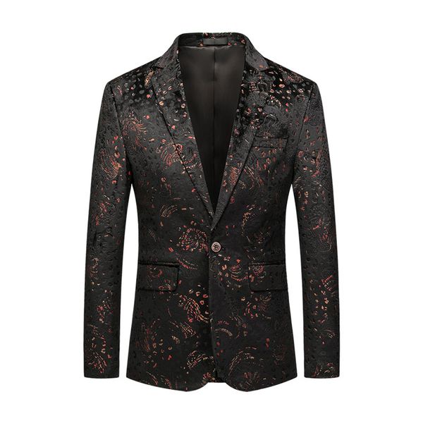 

big size men's printed floral lapel wedding slim nightclub suit blazer jacket coat formal businessmen streetwear man clothes 6xl, White;black