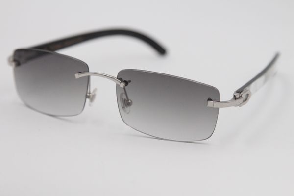 

new style 8200757 glasses genuine natural black and white vertical stripes buffalo horn rimless 8200758 sunglasses 2020 unisex, White;black