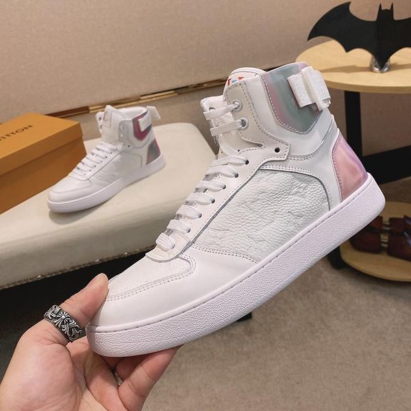 

2021-2020q luxury design leather printed rubber sole sneakers high fashion wild mens casual shoes mens banquet shoes size, Black