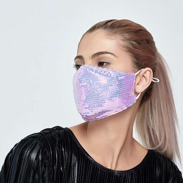 

bling bling sequin face mask spring summer outdoor suncreen anti-dust breathable washable face mask reusable mouth cover bwd589