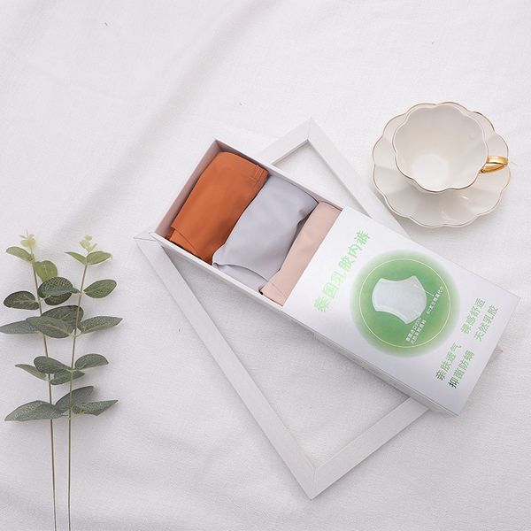 

2r2rm new thailand natural latex women's short jacket underwear antibacterial latex bottom mid-waist ice silk seamless underwear women, Black;white