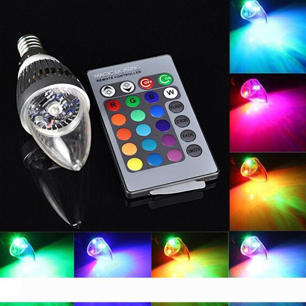 

new rgb led candle lights e12 e14 3w led bulbs lights 16 colors change + 24keys ir remote controller