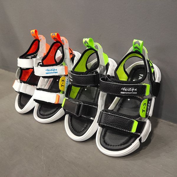 

2020 new girls' genuine leather princess fashion classic boys and sandals ' leisure sports beach sandals, Black;red