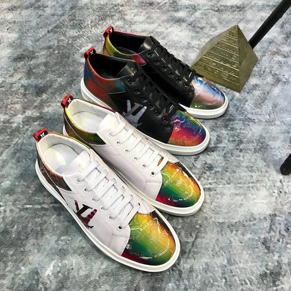 

2020i new luxury design mens leather printed fashion sports shoes wild breathable mens casual shoes mens party shoes size: 38-451, Black