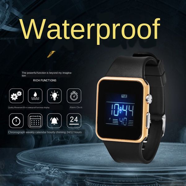 

korean luminous electronic style female student youth led waterproof luminous sports electronic watch square children's watch boy, Blue