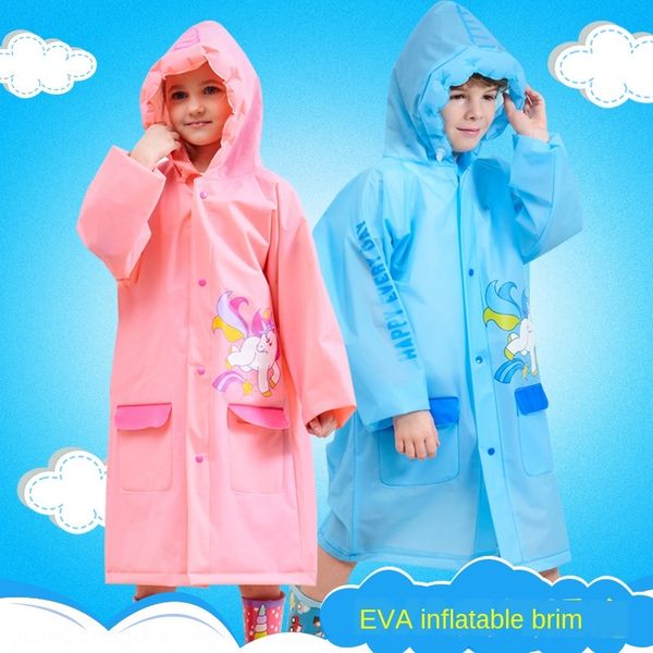 

wdngr утолщенные eva детские дождевик мультфильм моды студент мальчиков и девочек плащ рюкзак рюкзак надувной надувной шлем край пончо, Black