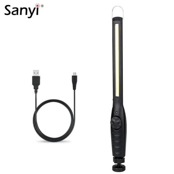

usb rechargeable led torch work light cob lanterna hook built-in battery flashlights magnetic stand for car repair