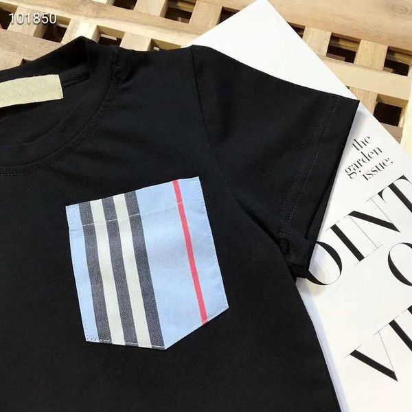 

ci4qp 2020 summer clothing new classic vertical stripe pocket white fashion children's t-shirt children's clothing short sleeve ko, Blue