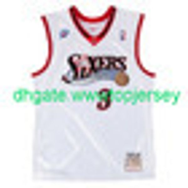 

allen iverson mitchell & ness white 2001-02 jersey throwbacks vest stitched basketball jerseys, Gray