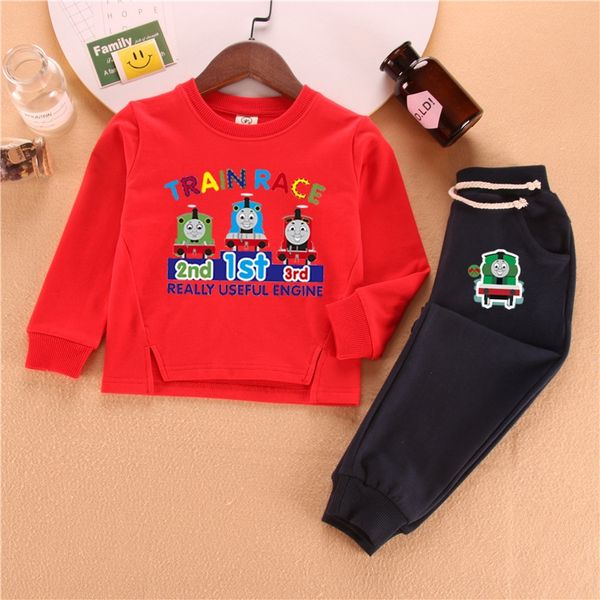 

jsx6f thomas clothes children's t-shirt children's clothing clothing boys' cotton long-sleeved autumn t-shirt + trousers two