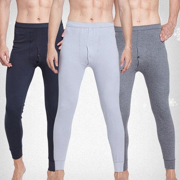 

men's autumn single piece cotton elastic thin solid pants warm pantscolor basic warm pants customized, Black;brown