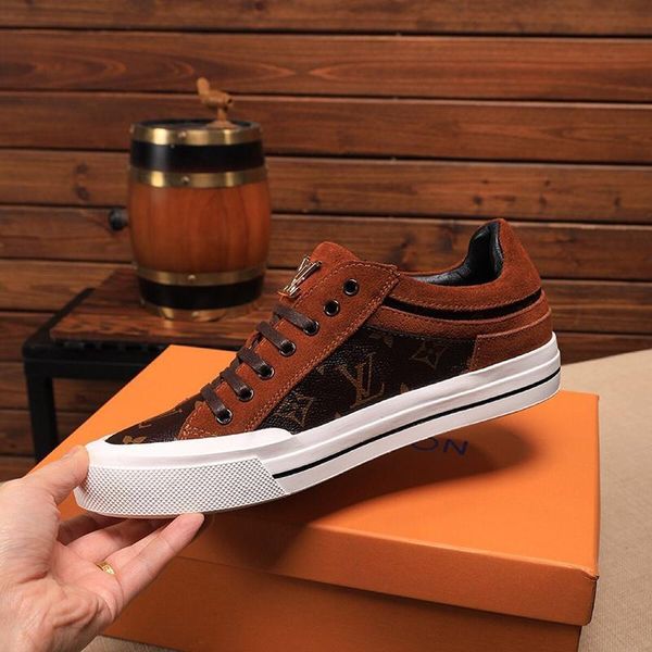 

2020v luxury design leather printed rubber sole sneakers fashion wild mens casual shoes men's banquet shoes size: 38-45, Black