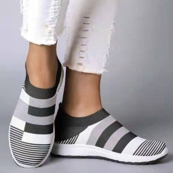 

new women sneakers vulcanized shoes sock sneakers women summer slip on flat shoes plus size loafers