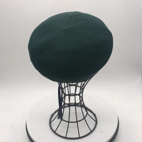 

hong han 2019 new pu adjustable edge knitted beret beret women's japanese and korean all-match breathable hat, Blue;gray