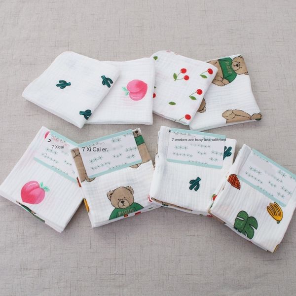 

2plee (hardcover) pure cotton cloud gauze handkerchief handkerchief infant saliva small square full cotton double-layer crepe breast-feeding