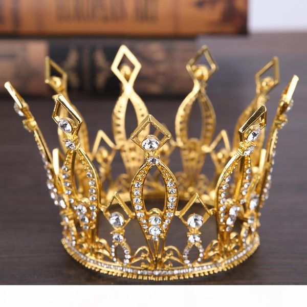 

vintage queen king tiaras crown baroque fashion tiaras and crowns pageant headdress princess diadem hair jewelry accessories y19051302, Slivery;golden