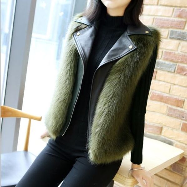 

2020 new winter women's faux fur coat vest turn-down collar black luxury faux fake fur zipper slim vest kamizelka femme l73