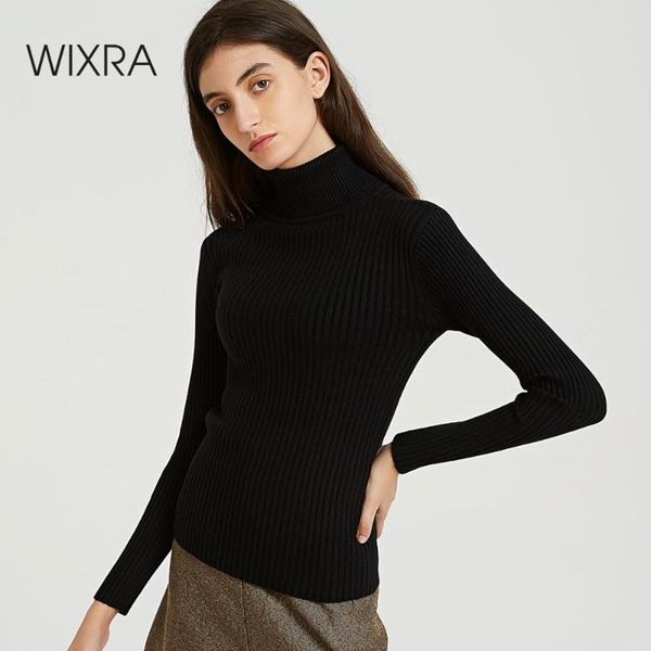 

wixra pullovers sweaters turtleneck long sleeve sweater for women knitted slim basic casual women's clothing autumn winter, White;black