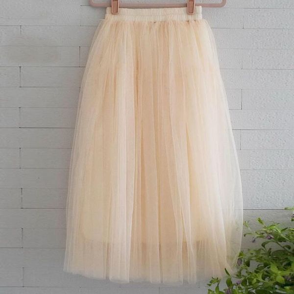 

chiffon  candy color pleated skirt 2020 new fashion skirts solid mesh skater summer women long skirts, Black