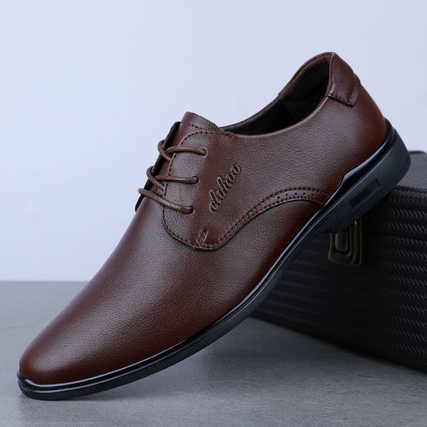 

genuine leather mens shoes fashion oxford for men elegantes business casual flats dress formal wedding shoes handmade gents shoe, Black