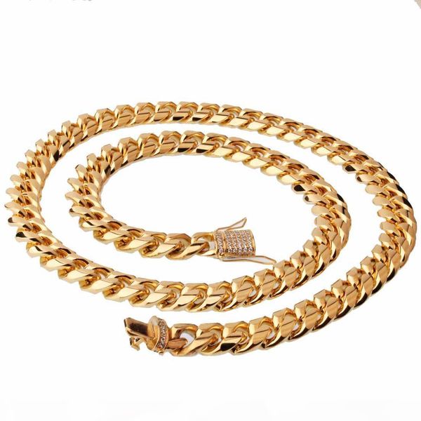 

hip hop 14mm stainless steel curb cuban chain necklace boys mens fashion chain dragon white cz clasp link jewelry, Silver