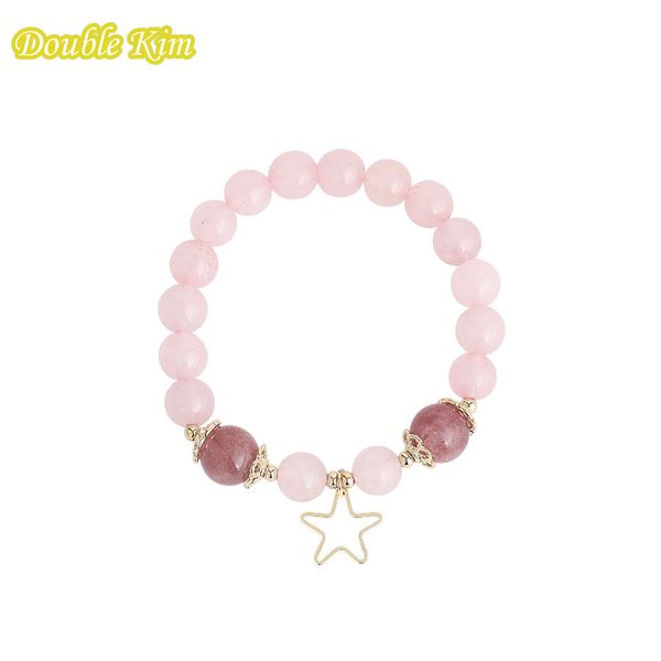 

natural stone bracelet star strawberry crystal copper charm bracelet lucky beads pulserase jewelry lovers woman gift, Black