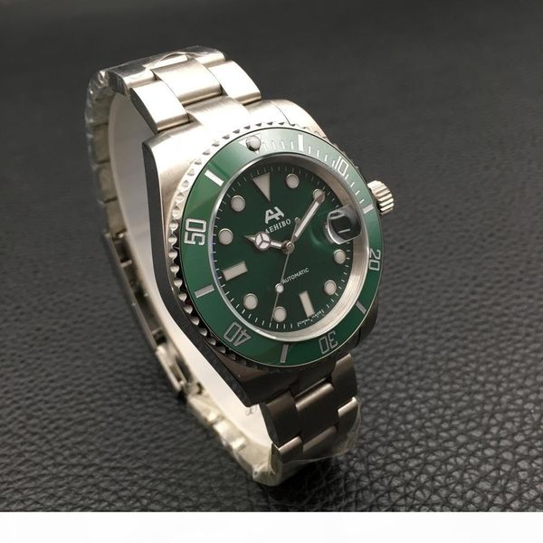 

a watches men green ceramic bezel stainless steel 40mm automatic mechanical wristwatch 116610 gift, Slivery;brown