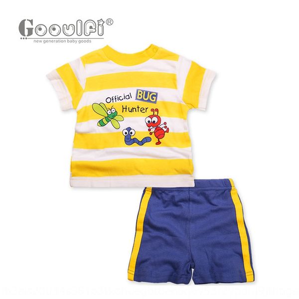

qbpyu children boy's suit clothing summer striped two-piece baby short-sleeved children's children clothes boy's suit clothin
