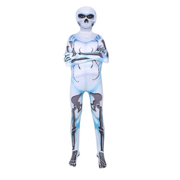 

spider skull skeleton costume for girls boys jumpsuit halloween costumes cosplay anime disfraces kids dress up clothes, White