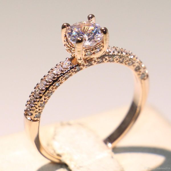 

victoria wieck 925 sterling silver&rose gold fill round shape white z cz diamond eternity women wedding band ring gift, Slivery;golden