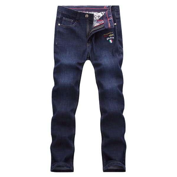 

business solid casual brand pant 2020 fashion skinny jeans men elastic zipper classic straight denim overalls mens soft trousers, Blue