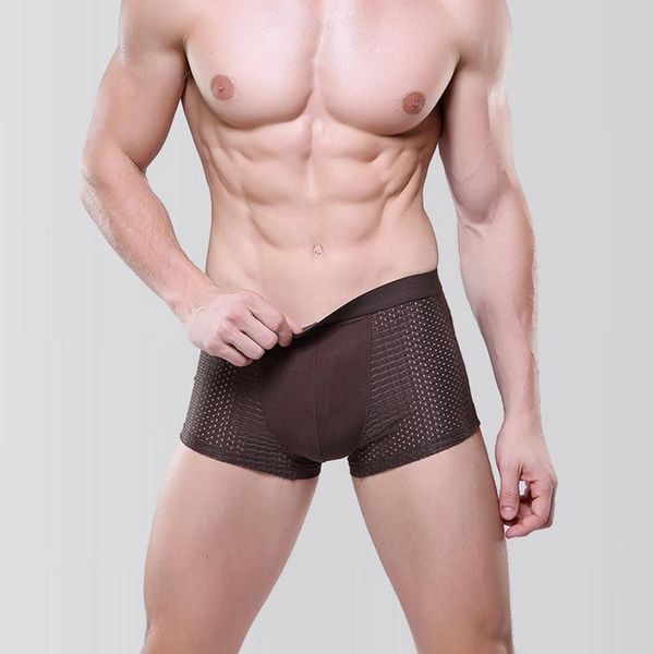 

new men's breathable solid color boxer briefs sports mesh comfortable underwear, White;black
