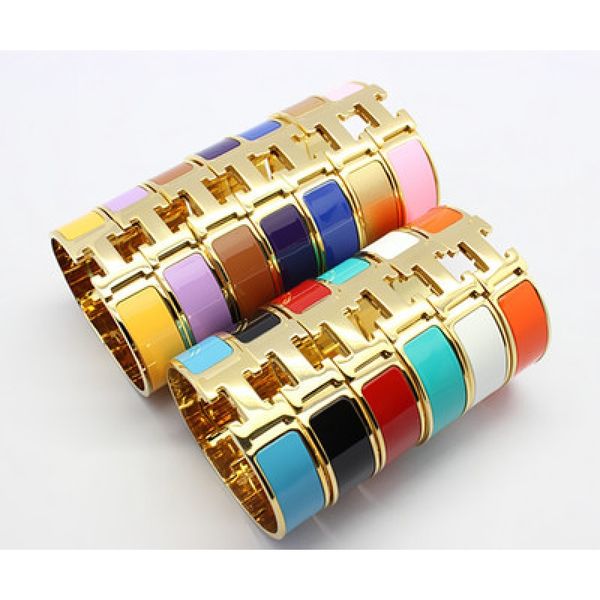 

18mm wide h titanium steel 18k gold bracelet h letter bangles for men and women, Black