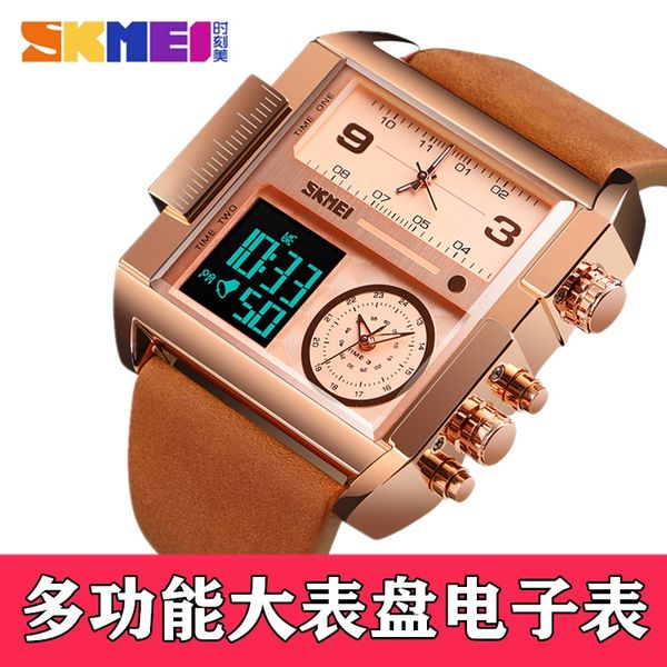 

kgcvd стильный спортивня квадратный большой циферблат трехкратный электронные часы электроника электронный электронный многофункциональный с, Blue