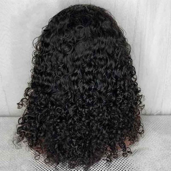 

remy invisible 360 lace frontal wig brazilian afro fake scalp preplucked for women, Black