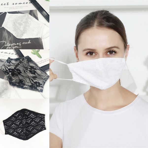 

fashion designer summer lace masks breathable comfortable women earloop outdoor face mouth covers cotton dust proof mask