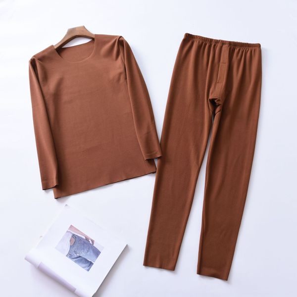 

iwvyh men's new fleece warm wool underwear wool heating seamless plus fat plus size double-sided fleece elastic loose slimming 2310 the, Black;brown