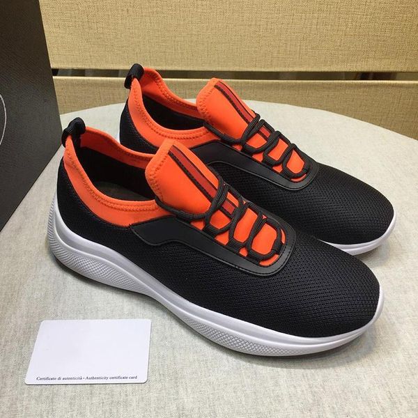 

lightweight mesh and neoprene sneakers men 's shoes breathable footwears plus size lace -up low men shoes luxury snea, Black