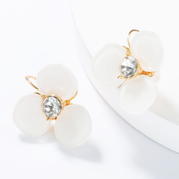 

wind alloy diamond rhinestone acetate board flower earrings female temperament high-grade earring net red, Golden