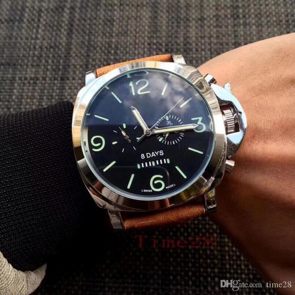 

all subdials work luxury men wristwatches mechanical automatic watches fashion exquisite black brown leather men watch with box, Slivery;brown