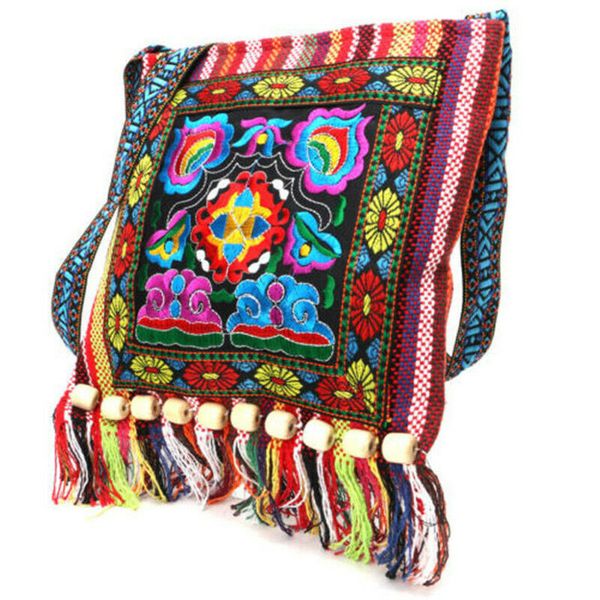 

hmong vintage ethnic shoulder bag embroidery boho hippie tassel tote messenger ethnic tassel shoulder bag hippie zipper crossbody