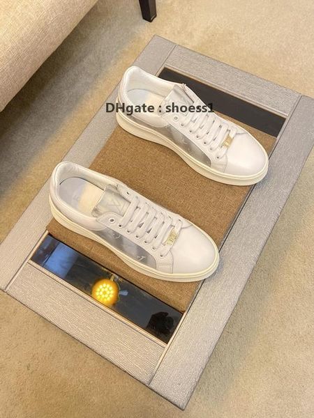 

2021-2020v high -end men 's embroidered printed casual shoes comfortable breathable leather classic sneakers lace -up low -shoes, Black