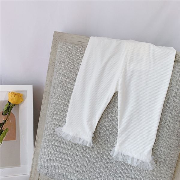 

8acfa 2020 tight tight pants lace tights summer new 0-3-year-old girls and girls korean style western style lace solid color five-point pant, Blue