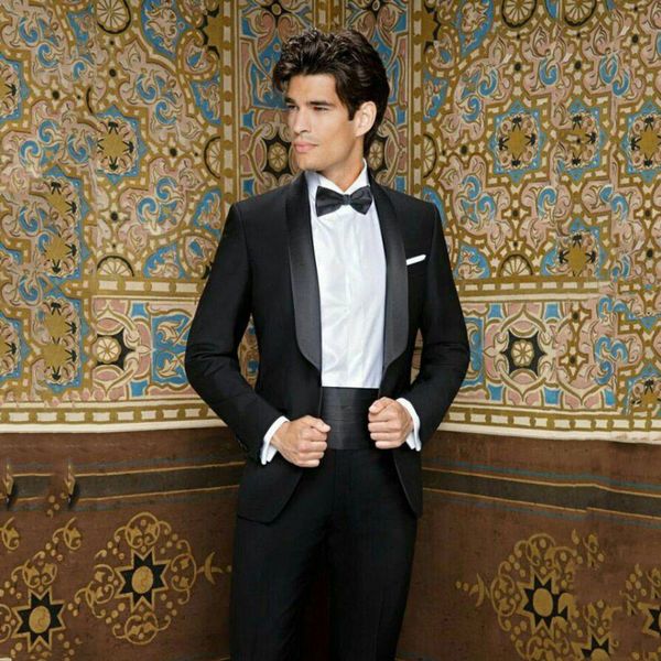 

new arrival black suits men groom tuxedo man blazer satin shawl design slim fit trajes de hombre costume homme terno masculino, White;black