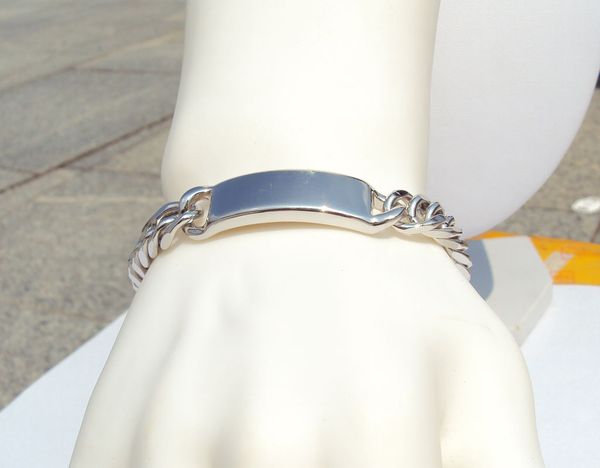 

new heavy fine solid gold steel cuban curb chain men's bracelet wrist id link bangle 7.9" 46g biker ing, Black