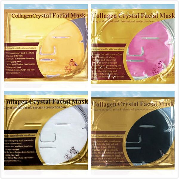 4 Stile Kollagen-Gesichtsmaske, Kristallgold-Puderblätter, feuchtigkeitsspendende Anti-Aging-Schönheits-Hautpflege